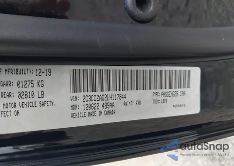 2020 Dodge Challenger Sxt из США, поврежденный, VIN 2C3CDZAG2LH117844